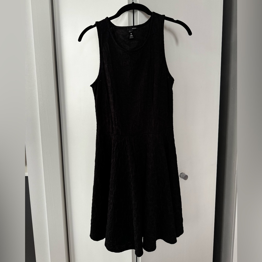 Aqua Black Textured Floral Sleeveless